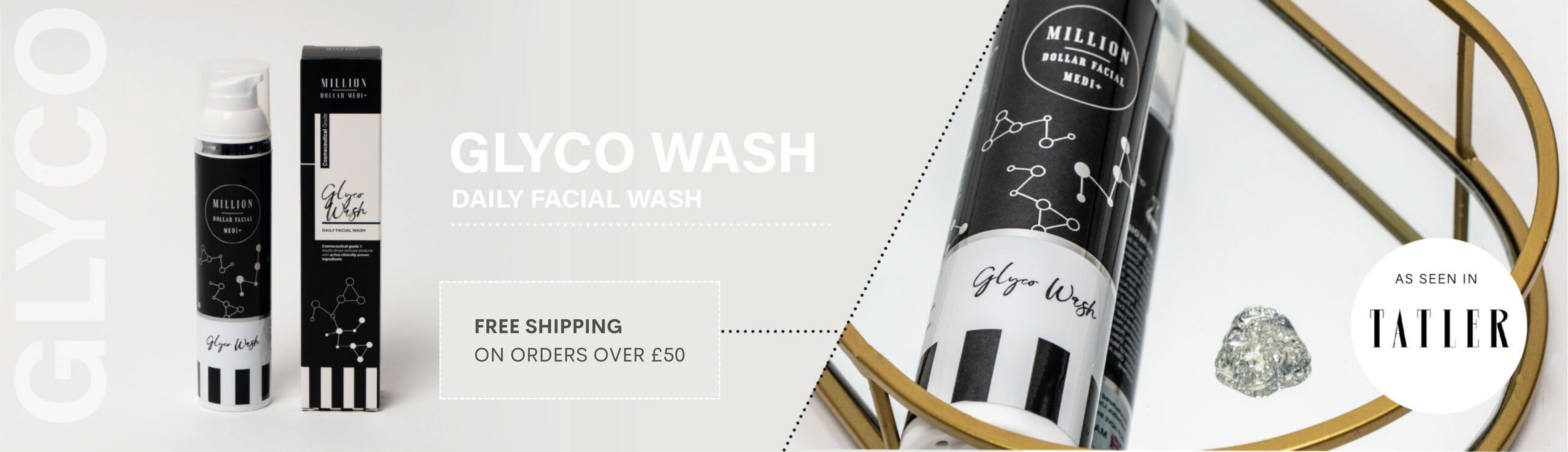 Glyco Wash as seen in Tatler. Daily Facial Wash.  Free Shipping on orders over £50.