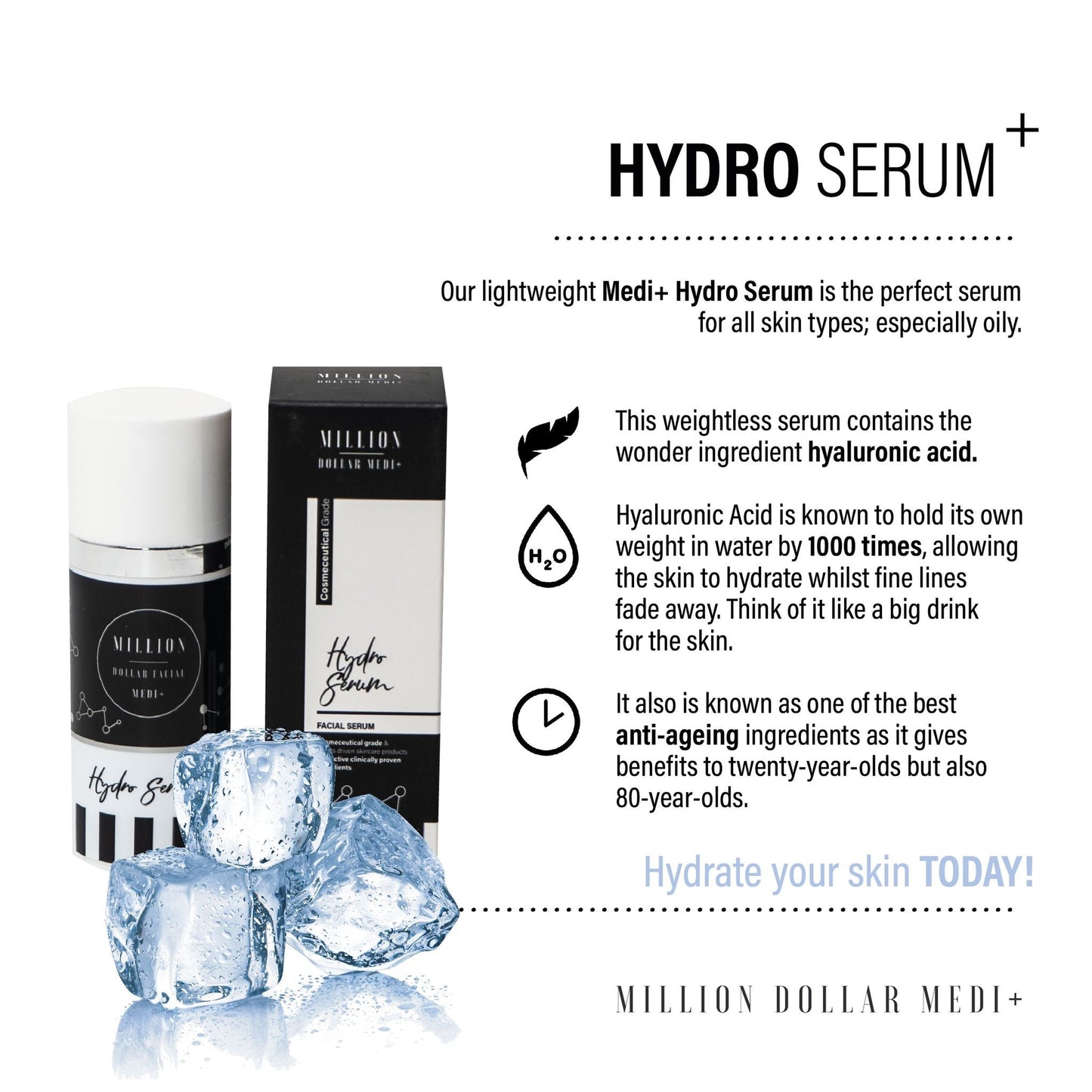 Medi+ Hydro Serum | Lightweight, hydrating serum for all skin types, ideal for oily skin