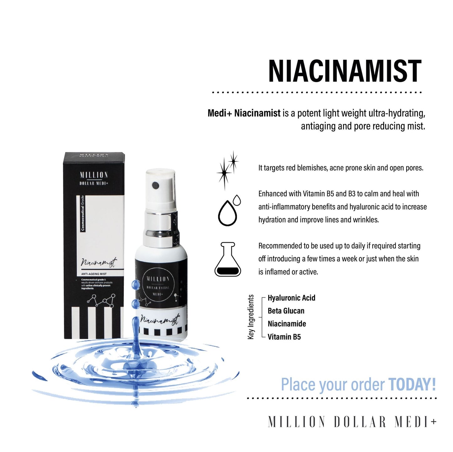 Medi+ Niacinamist | Ultra hydrating, anti-aging and pore-reducing mist