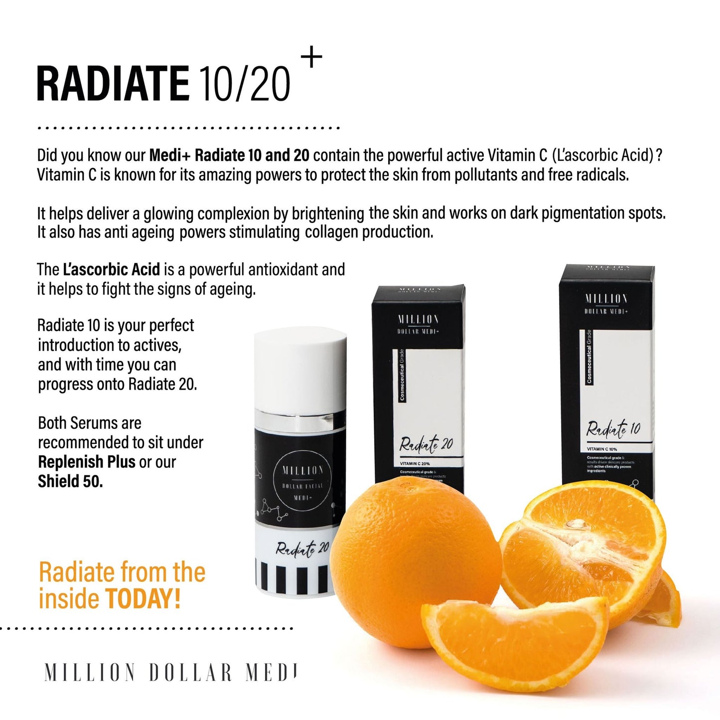 Medi+ Radiate | Anti-ageing, skin-brightening, collagen-producing serum